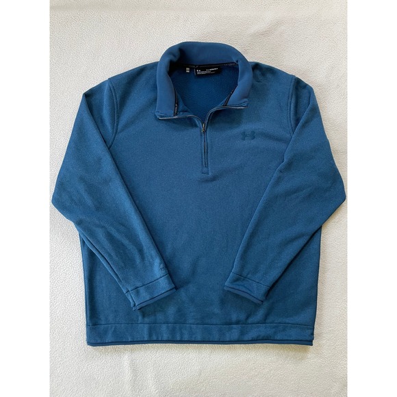Under Armour Other - Under Armour Mens 2XL Pullover Blue Golf 1/4 Zip Textured Knit Loose Fit
